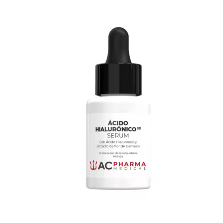 Serum Ácido Hialurónico 5D de Altísima Eficacia y con Flor de Damasco para potenciar su eficacia | Envase de 30ML | Serum Facial Ácido Hialurónico para hidratación y reducción signos de cansancio | Aporta confort y Elasticidad a tu piel | ACPHARMA MEDICAL - 1