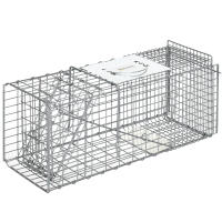 Outsunny Trampa para Animales Vivos Plegable Jaula de Captura de Alambre con Puerta y Asa para Conejos Gatos Ratas Roedores Plata - details 0