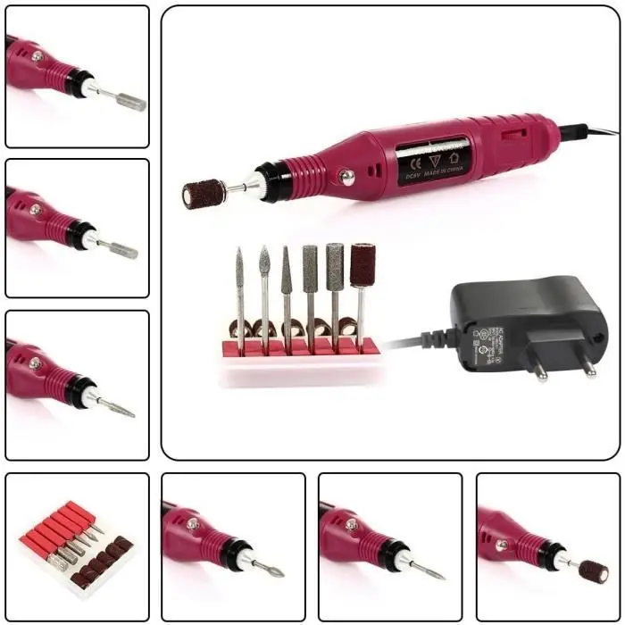 Kit de lijadora de uñas eléctrica profesional para manicura con puntas de lijado de 220-240 V - 1