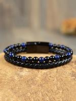 Pulsera De Ojo De Tigre Con Obsidiana Negra Para Hombres Pulsera De Acero Con Piedras De Calma Y Sanación Para Meditación Y Protección Espiritual - details 0