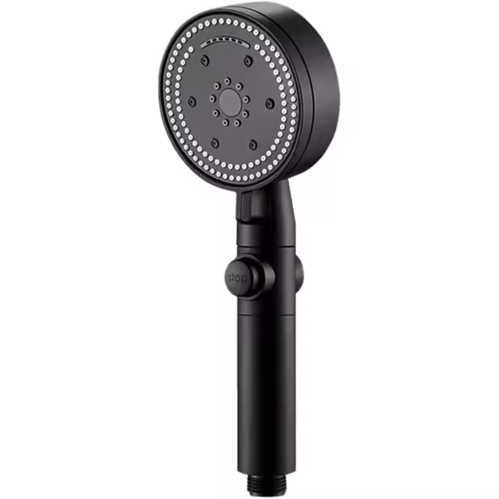 Cabezal de ducha de mano, boquillas antiobstrucciones, cabezal de ducha con 8 modos de rociado, alta presión, cabezales de ducha de mano, cabezal de ducha negro, lavado a presión para limpiar mascotas, bañeras y azulejos - 1