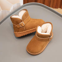 Botas De Nieve Para Niños Y Niñas Con Hebilla Y Peluche Grueso Color Sólido Botas Cortas De Tobillo Flexibles Y Cálidas Para Hombres Y Mujeres Tallas 23-36 - details 23