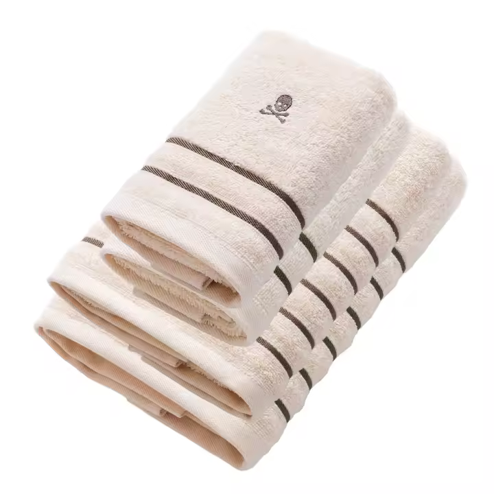 Scalpers Home Set de 4 toallas: 2 invitados (50x30) + 2 lavabo (100x50) algodón gris rayas - 1