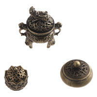 Brass Pocket Lotus Jiuding Incense Burner Hollow Mini Incense Holder Garden Statue Sculpture from Mainland China - details 10