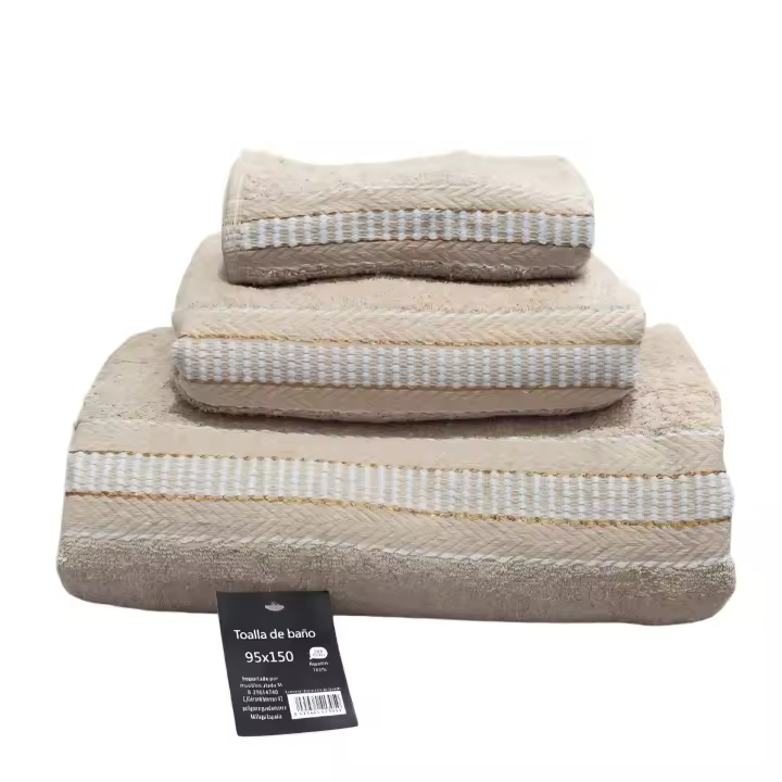 ANGAMA TEXTIL - 💧 Juego de Toallas Baño - 100% Algodón Rizo - Modelos ALD - 3 Piezas Tocador Lavabo Sábana - 500gr - Cenefa- Supreme - 1