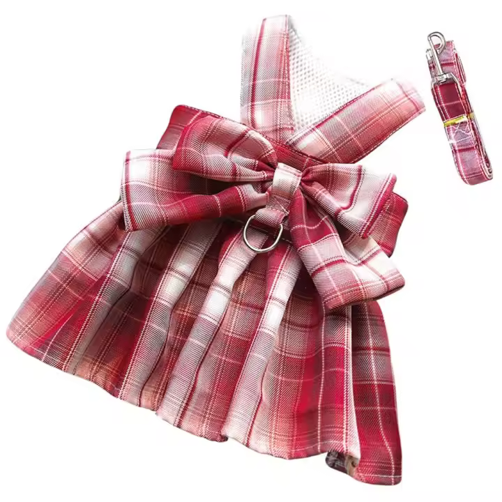 Perro Plaid Arch vestido de ropa para mascotas para Perros Pequeños, Gatos y cacorros (Rojo L) - 1
