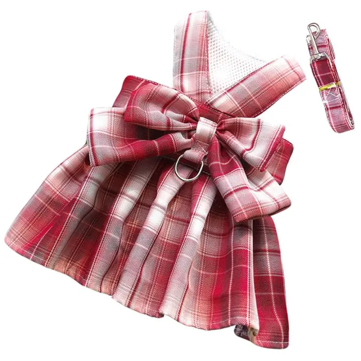 Perro Plaid Arch vestido de ropa para mascotas para Perros Pequeños, Gatos y cacorros (Rojo L) - 1