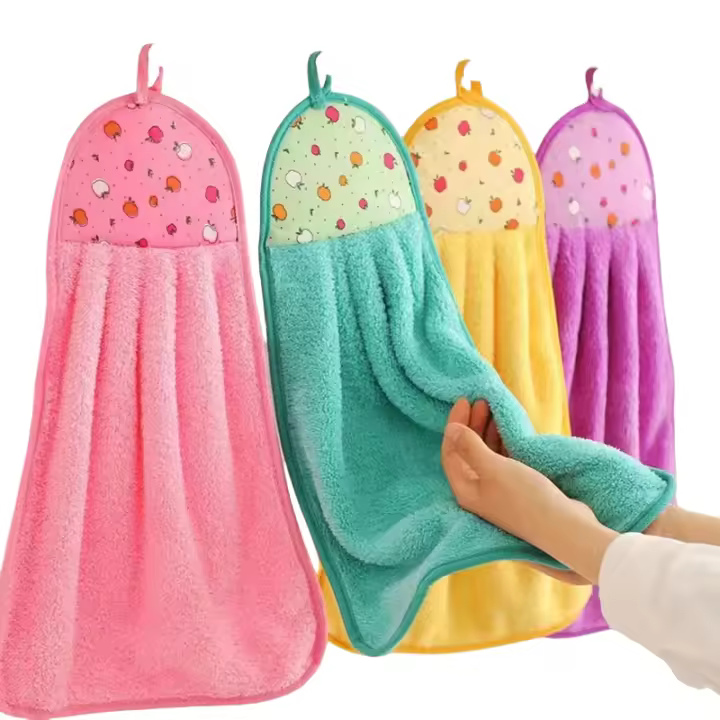 4pcs Algodón Coral Para Baño Y Cocina Toalla De Mano Suave Y Absorbente Paño Para Lavar Y Colgar Accesorios De Cocina Y Baño Unisex - 1