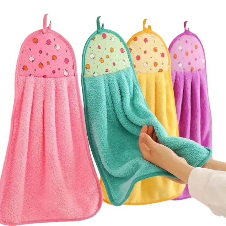 4pcs Algodón Coral Para Baño Y Cocina Toalla De Mano Suave Y Absorbente Paño Para Lavar Y Colgar Accesorios De Cocina Y Baño Unisex - 1