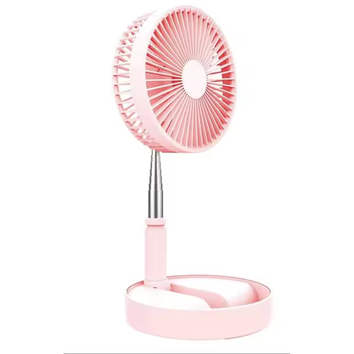 Ventilador USB,Ventilador de Piso y Mesa with 4 Configuraciones de Velocidad, Batería de 7200 mAh, Altura Regulable Extensible y Plegable, Carping Via USB para Hogar, Cama, Oficina y Escorio, Rosa - 1