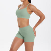 Conjunto De Yoga Para Mujer Con Top Deportivo Y Shorts Cortos Conjunto De Entrenamiento Con Bolsillos Transpirable Y Eco-amigable - details 11