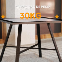 Outsunny Mesa Auxiliar Cuadrada Mesa de Jardín Exterior con Encimera de Aspecto Piedra Mesa para Exterior Terraza Patio 55x55x46 cm Negro y Gris - details 5