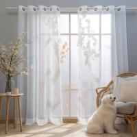 Panel De Cortinas Semi Transparentes Blancas/Oscurecidas Para Niños Para Sala De Estar Y Dormitorio Con Bolso Para Percha Voile De Fiesta - details 7