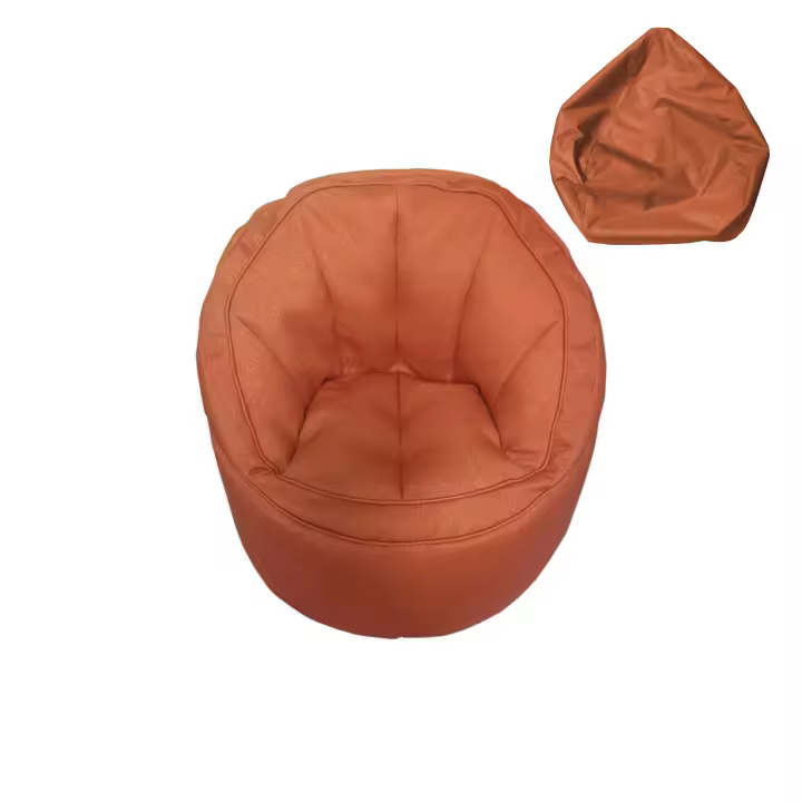 Rebecca Furniture Funda Vacía Puf Pea Poliéster Naranja Con Cremallera 70x75x75 - 1