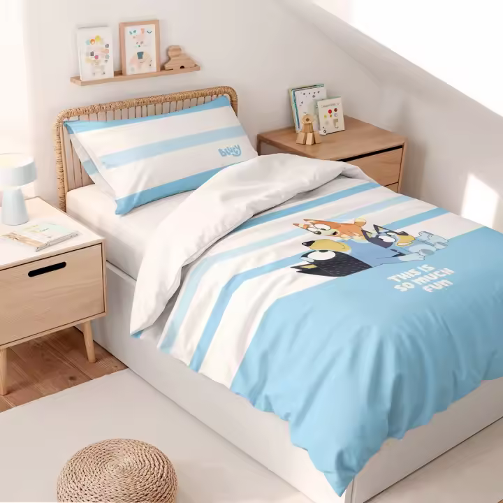 Funda Nórdica Infantil BLUEY + Funda de Almohada – Algodón Suave y Transpirable - 1