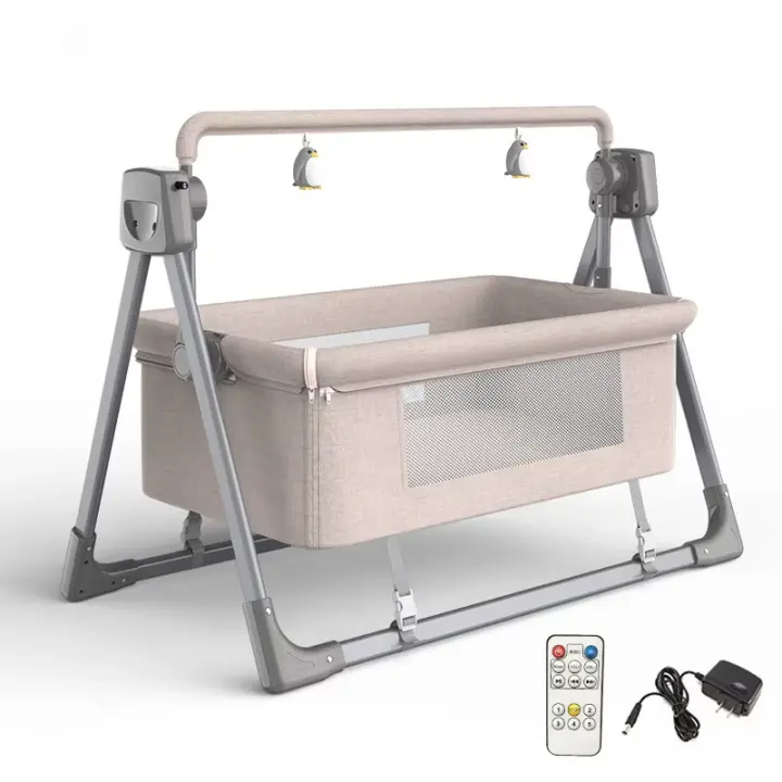 Cama para bebé, cuna para bebé, cama mecedora para bebé con mosquitera, cuna eléctrica para recién nacido, cama para dormir con Bluetooth para bebé,Sacudidor de cama eléctrico con mosquitera, 5 velocidades de oscilación - 1