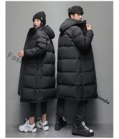 Abrigo De Pollo Blanca Hinchado Para Hombres Chaqueta De Invierno Con Capucha Casual De Color Sólido Outerwear Para Parejas Ropa Exterior - details 7