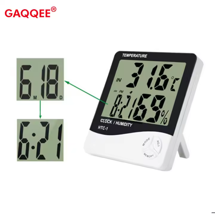 Termómetro Y Higrómetro Digital LCD Estación Climática Con Alarma De Reloj Ajustable Para Interior Medidor De Temperatura Y Humedad Con Pantalla LCD - 1