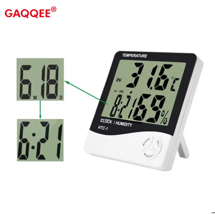 Termómetro Y Higrómetro Digital LCD Estación Climática Con Alarma De Reloj Ajustable Para Interior Medidor De Temperatura Y Humedad Con Pantalla LCD - 1