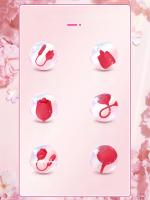 Juguete Sexual Para Mujeres Rose-Toy Dildo Vibrador Con Estimulador De Clítoris Y Lengua Licking Sucker De Silicona Médica - details 1