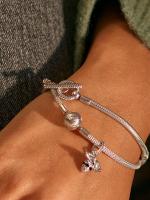 Pandora Moments with Cadena de serpiente y Barra en T - Plata de - details 3