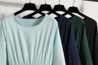 Vestido Largo Para Mujer Verano Otoño Mujer Vestidos Sólidos Manga Larga Cuello Redondo Casual Chiffon Vestidos Musulmanos Sólidos Sueltos Maxi - details 3