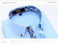 Camisa De Cuello Alto Azul Y Blanco Para Hombres Calidad Superior Algodón Manga Larga Moda Negocios Ajustada Nueva 2024 - details 4