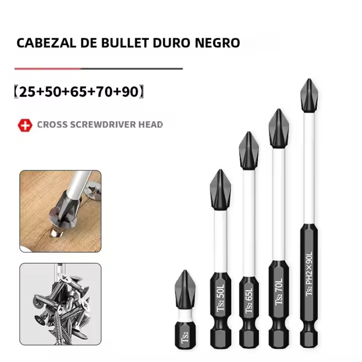 Cabezal De Destornillador Magnético Anti Deslizante De Tungsteno Con Alta Dureza Herramienta Eléctrica Destornillador De Corte Transversal - 1