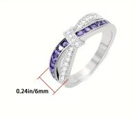 anillo de   925 con circonitas brillantes  , diseño de cruz con circonitas moradas, anillo para dedo femenino, regalo   para fiestas, joyería con   de regalo detalles 2