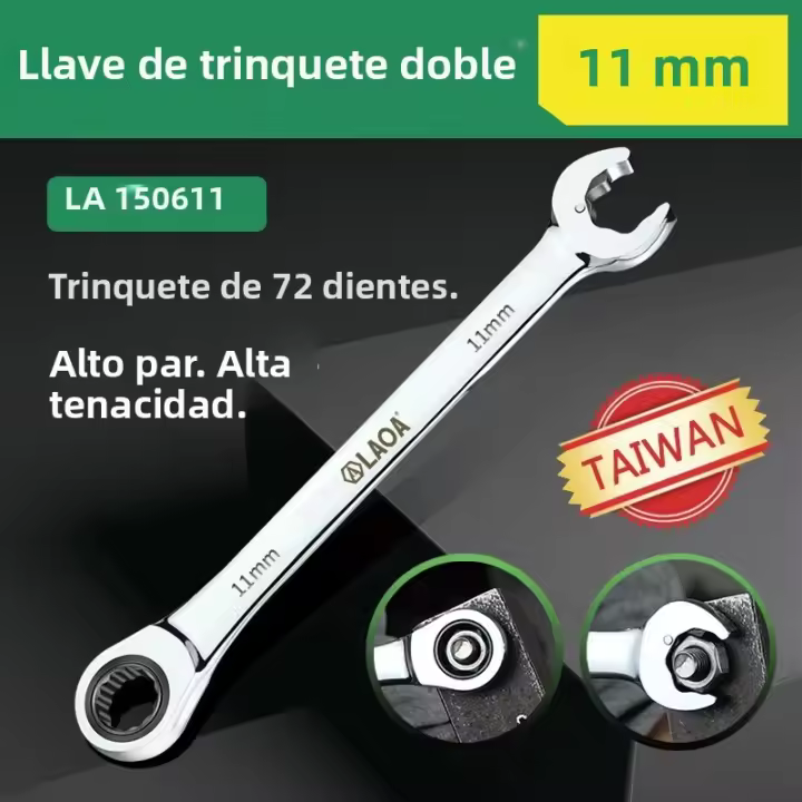 Llave De Eje Doble LAOA Llave De Abrazadera Combinada Multifuncional Antideslizante Hecha De Acero Crimén-vánado Taiwanes - 1