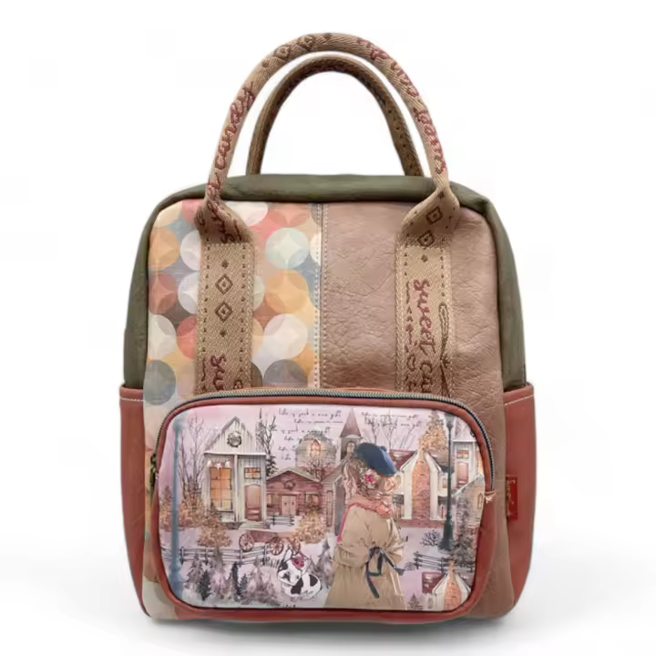 Mochila Sweet Candy - Varios Bolsillos y Compartimentos- C-268-01 - Colección Viajes - 30x24x12cm - Diseño Vintage y Funcional. - 1