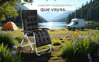 Tectake - Tumbona CLOUD plegable y ajustable sin niveles, Súper cómoda con tejido de textileno transpirable, Un cabezal y un cojín reclinable muy gruesos y extraíbles, Respaldo y reposapiés ajustables sin escalonamientos - details 6