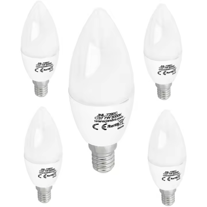 Jandei - Packs Bombillas LED Tipo Vela E14 7W Bajo Consumo, C37, 330º de Apertura. Múltiples Usos - 1