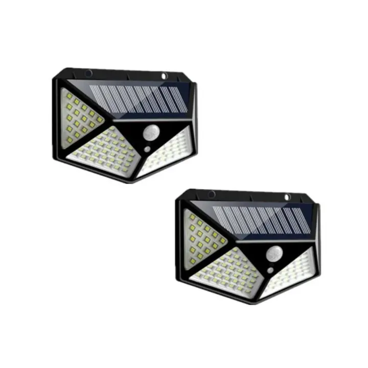 Lámpara solar 100LED IP65 impermeable para exteriores - Paquete de 2 - 1