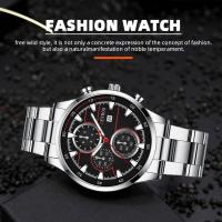 Reloj De Pulsera De Cuarzo Para Hombre DEYROS Calendario Moda Negocios Casual Regalo De Black Friday Para Padre Correa De Acero Inoxidable Dial Luminoso Resistente Al Agua - details 0
