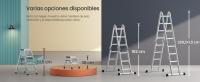 SONGMICS Escalera, Escalera Multiusos, Escalera de Tijera, Escalera de Aluminio, Escalera Doméstica, 4 x 4 Peldaños, hasta 150 kg, 16 Peldaños, Diseño 6 en 1, 430 cm de Largo, Plata - details 2
