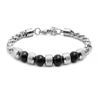 Nuevo Pulsera De Cadena Para Hombres En Acero Titánico Ajustable Con Obsidiana Y Ojo De Tigre Pulsera De Metal Natural Para Hombre Accesorios De Moda - details 4