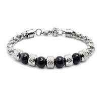 Nuevo Pulsera De Cadena Para Hombres En Acero Titánico Ajustable Con Obsidiana Y Ojo De Tigre Pulsera De Metal Natural Para Hombre Accesorios De Moda - details 4