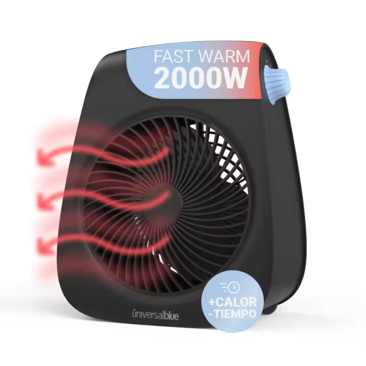UNIVERSALBLUE Universalblue Calefactor 2000W Negro - Termoventilador Diseño 3 en 1 BÁVARO 4020B - 1