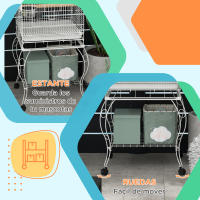 PawHut Jaula de Pájaros con Ruedas Jaula de Aves Exterior con Bandeja Extraíble Rejilla 2 Cuencos de Acero Inoxidable Estante y Percha para Periquitos Canarios 51x51x153 cm Blanco - details 5