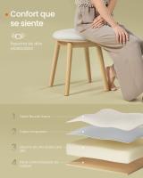 Taburete para Tocador de Maquillaje, Tapizado, Patas de Madera Maciza, Asiento Redondo, Almohadillas Antideslizantes, Estilo Bohemio, para Dormitorio, Blanco Crema y Beige Roble - details 3