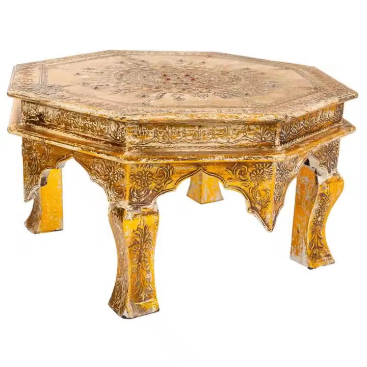 WANDERLUST DECO Mesa de Centro Artesanal de Madera Pintada 40x40x22h Cm - 1