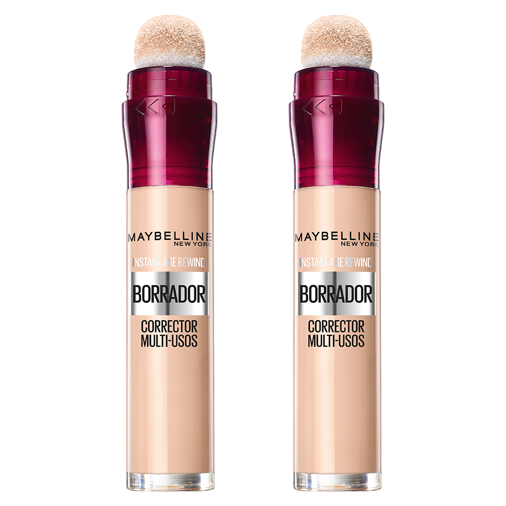 Maybelline New York | Pack duo de maquillaje: x2 Borrador Corrector de Ojeras, Bolsas e Imperfecciones, Con Bayas de Goji y Haloxyl, Tono 01 Light