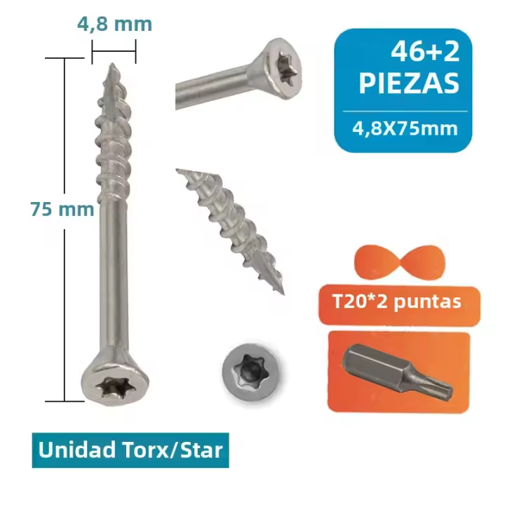 Tornillos De Madera Con Estrella Torx De Acero Inoxidable 316 Resistentes Al Rusticidad Para Marina 45mm 55mm 75mm - 1