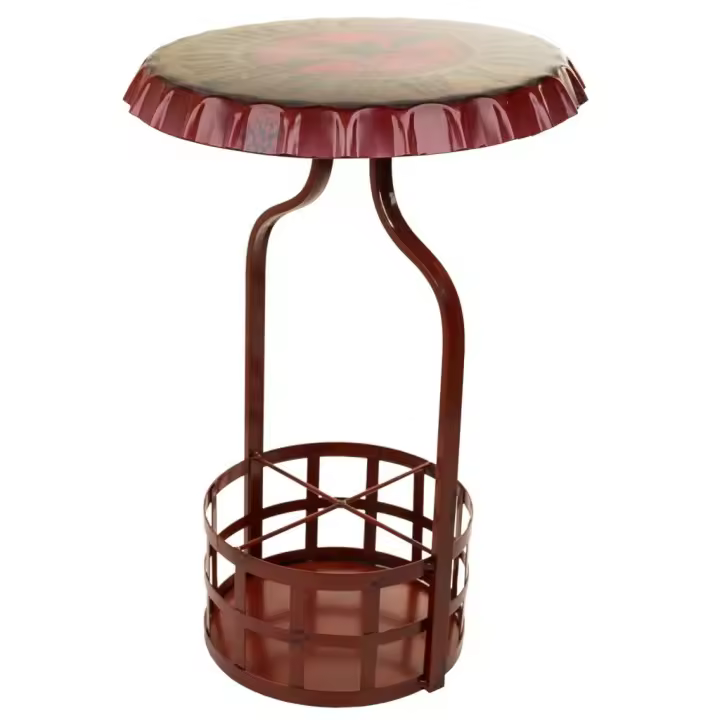 WANDERLUST DECO Mesa botellero de metal roja 42x42x60h cm - 1