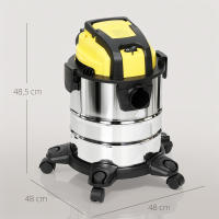 HOMCOM Aspirador en Seco y Húmedo 3 en 1, 1200W, Aspiradora con Función de Soplador, Manguera 2 m, Depósito Inoxidable 20L, Triple Filtro, Boquilla para Suelos y Ranuras, Amarillo - details 2