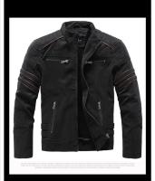 Chaqueta De Cuero Invierno Para Hombre Con Forro De Poliéster Caliente Estilo Motocicleta Con Bordado PU Multibolsillos Vintage Outwear Chaqueta De Viento De Otoño - details 6