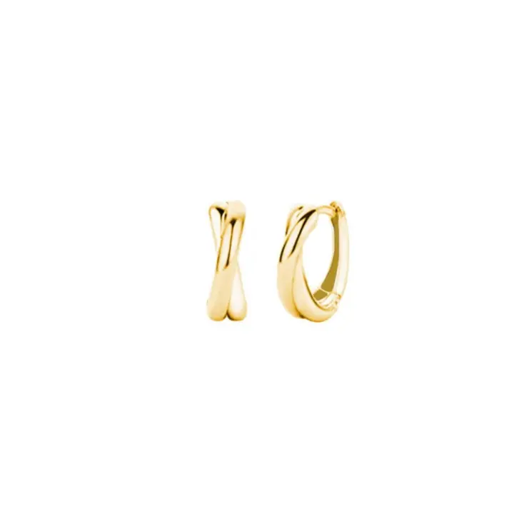 CHIGUAGUA Aretes de Plata 925, Diseño Aro Moderno, 5x13 mm, Dorado, Ref: CHP133CRIP121D - 1