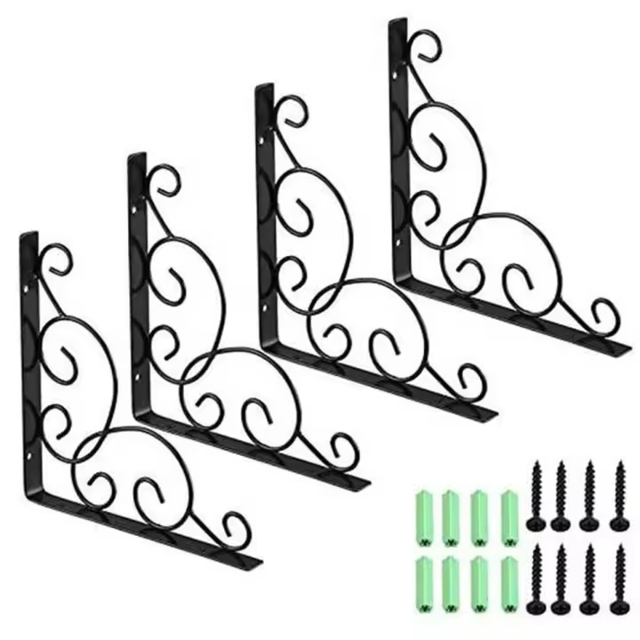 Soporte de estante, soporte de soporte, soporte de estante montado en la pared de metal de 4 piezas - 1