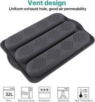 Bandeja para baguette de silicona, resistente a altas temperaturas, bandeja para hornear pan francés, molde antiadherente para hornear con 3 ranuras - details 1